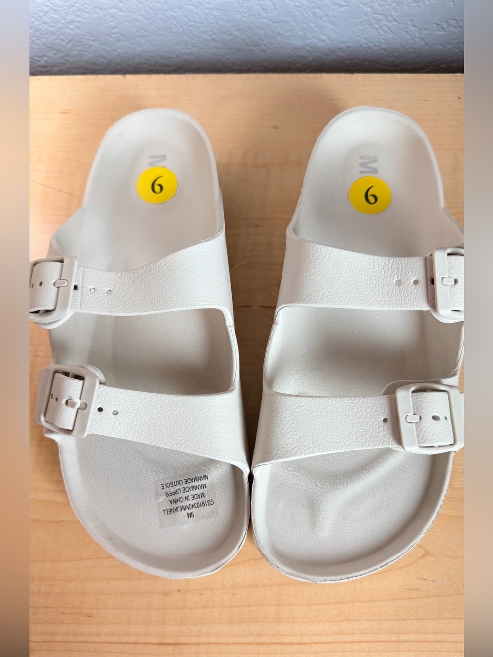 MIA Cream Double-Buckle Slide Sandals